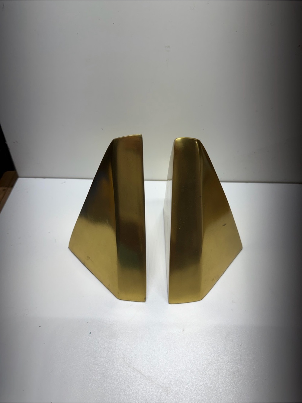 Gold Metal Coffee Table Bookends - Polished Accent Pair
